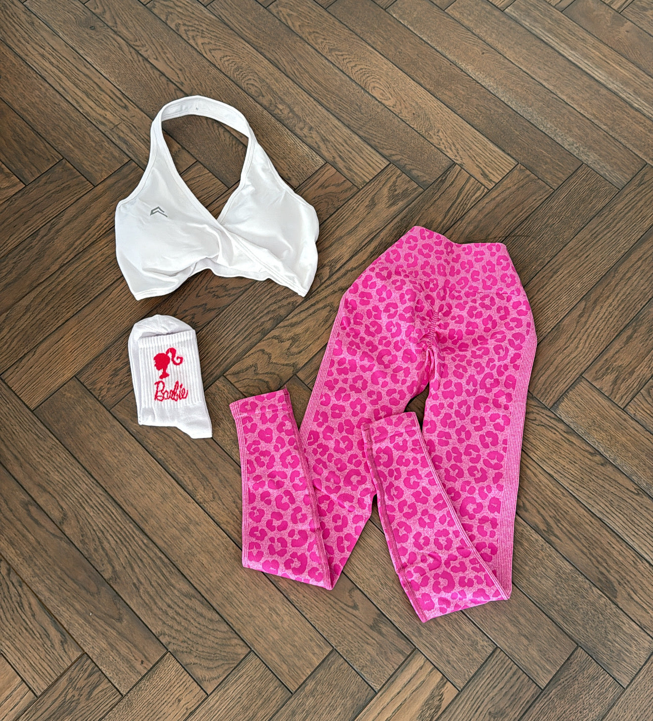 Pink Leopard printed push up leggings