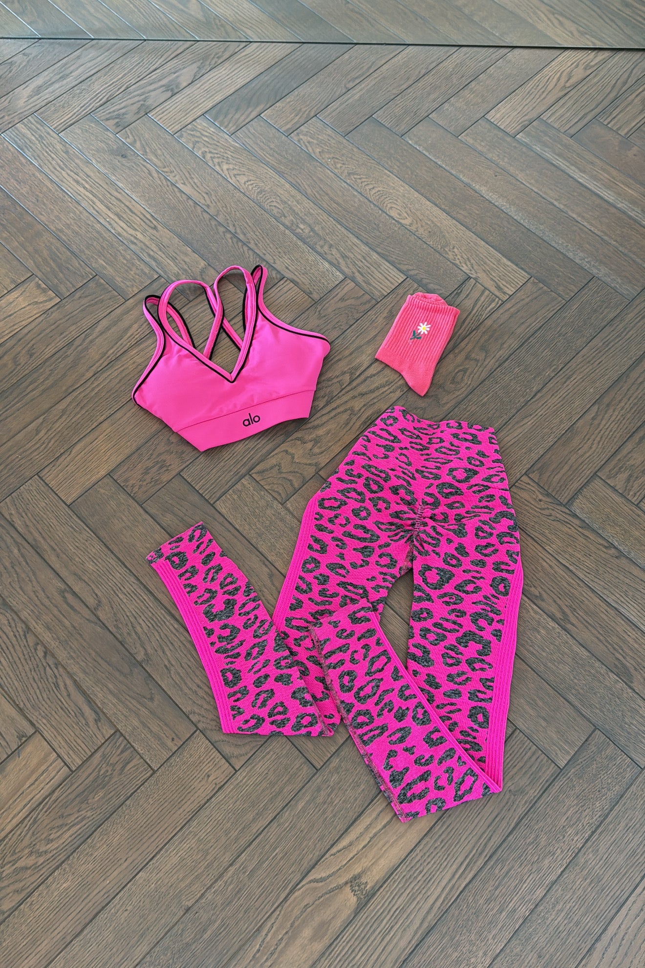 Dark Pink Leopard Leggings