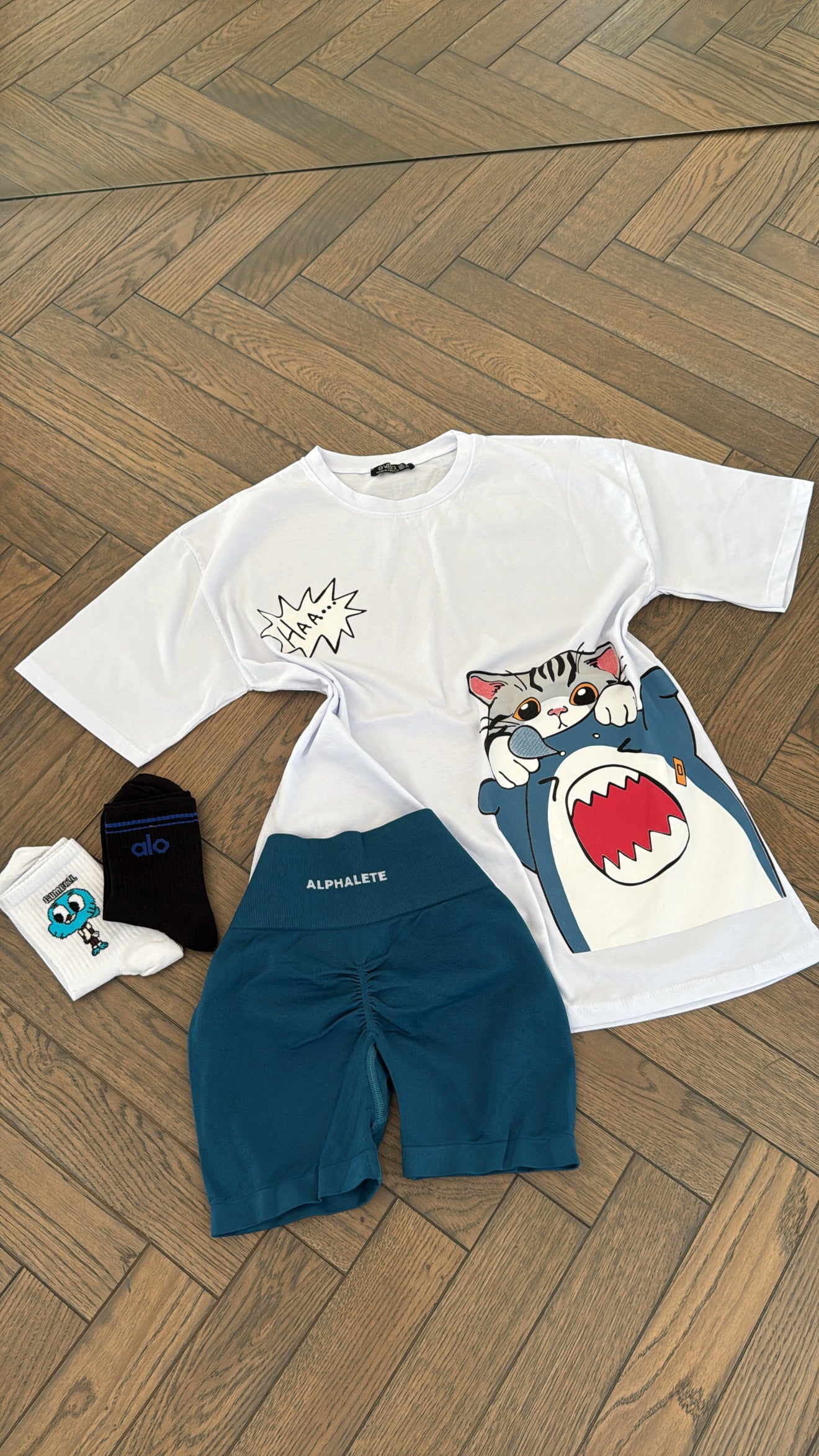 Shark white t shirt