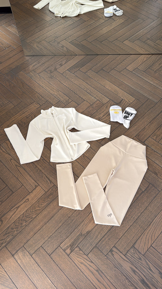 Set- white bbl jacket+leggings+socks