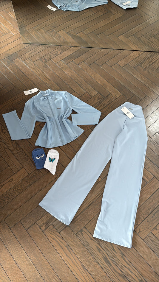 Baby blue Alo set- bbl jacket+leggings+socks