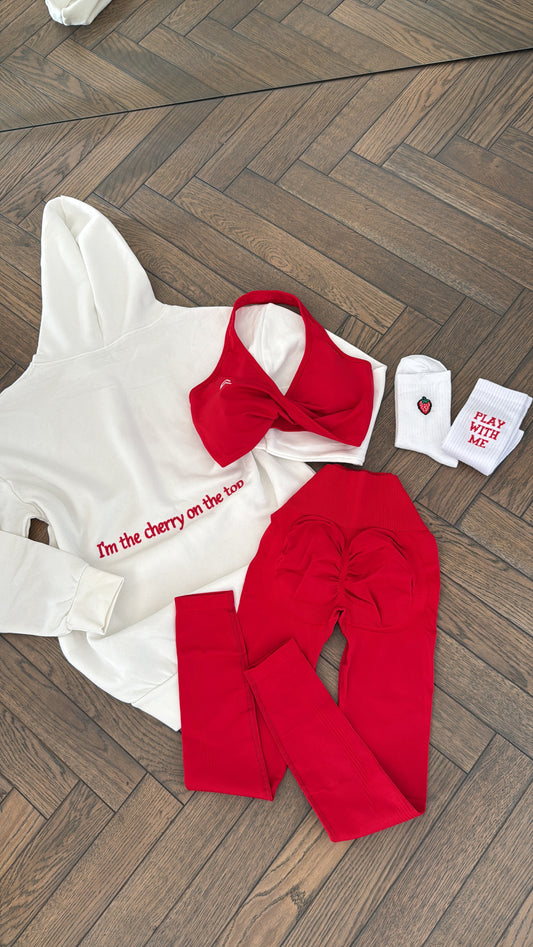 4 piece set- hoodie+crop top+leggings+socks