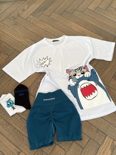 Shark white t shirt