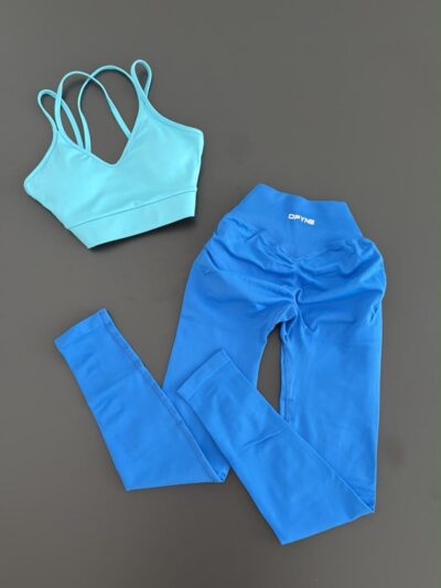 Set/Crop+Blue Dfyne Leggings